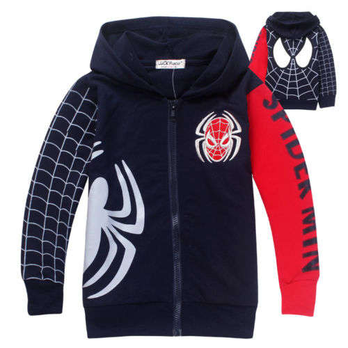 STUNNING SPIDERMAN HOODIE - WITH PATTERN ON REVERSE - AGE 6 -7YEARS