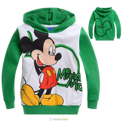 UNISEX TODDLER BRIGHT GREEN DISNEY MICKEY MOUSE HOODIE  - AGE 6 - 7 YEARS