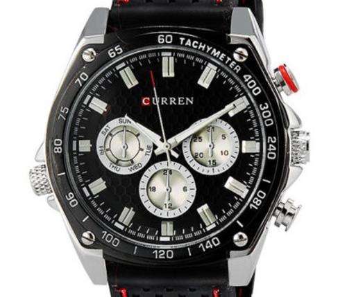 TREND SETTING SPORT CURREN MEN'S WATER RESISTANT WRIST WATCH WITH WEEKLY  DISPLAY & TPU RUBBER STRAP