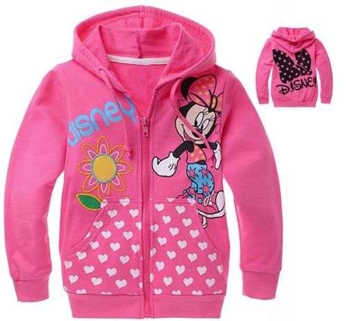 PICTURE VARIES SLIGHTLY - HOT PINK MINNIE MOUSE HOODIE WITH REVERSE DETAIL - AGE 1 - 2  YEARS