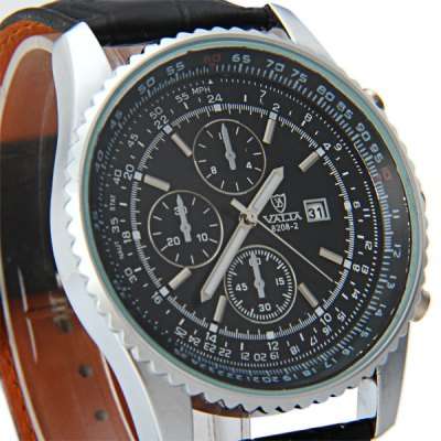 FOR THE MAN WITH RUGGED APPEAL - VALIA 8208-2 QUARTZ WRISTWATCH WITH BLACK DIAL AND DATE DISPLAY