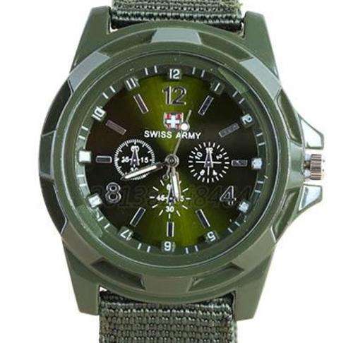 SWISS ARMY GREEN SPORTS CLASSIC DESIGN QUARTZ MENS WRIST WATCH WITH NYLON STRAP