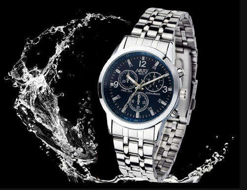 IMPRESSIVE-NARY-MENS-BLUE-DIAL-STAINLESS STEEL CASE-AND-STRAP-QUARTZ-WATCH