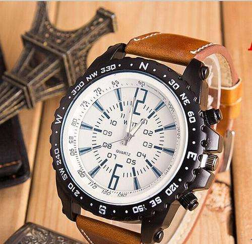 WEITE MEN'S LUXURY BRAND QUARTZ WATCH WITH PU LEATHER STRAP