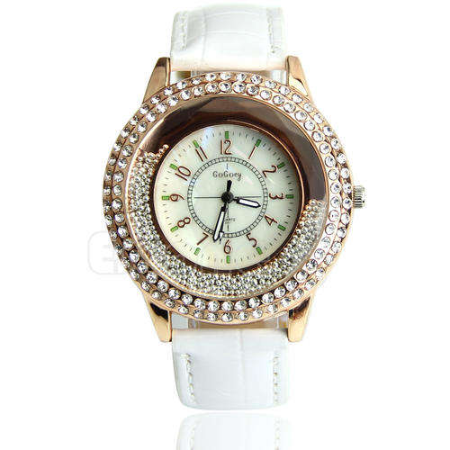 WOW. THIS IS STUNNING! CRYSTAL EMBELLISHED FACE BEADS THAT ROLL WITH MOTION "MOTHER OF PEARL" DIAL