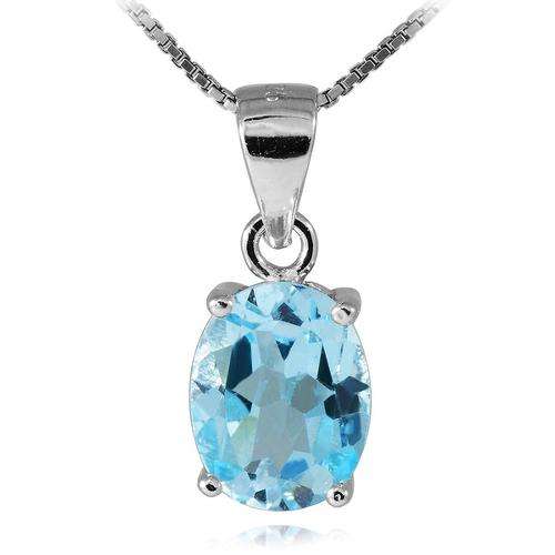 GENUINE BLUE TOPAZ  PENDANT CRAFTED IN SOLID 925 STERLING SILVER