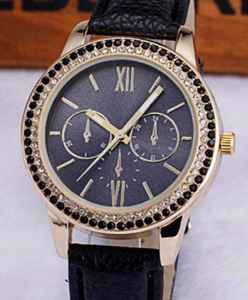 WOMANS ROMAN NUMERALS CASUAL CRYSTAL DIAL QUARTZ ANALOG  WRIST WATCH