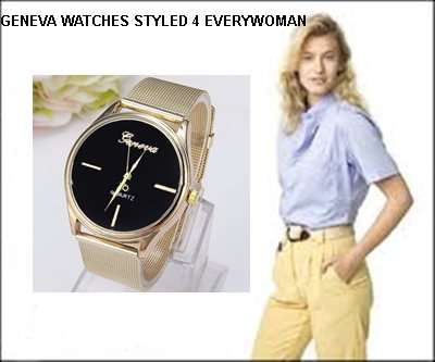 ELEGANT CLASSICAL LADIES BLACK FACE WITH A MESH GOLD PLATED METAL STRAP - STUNNING