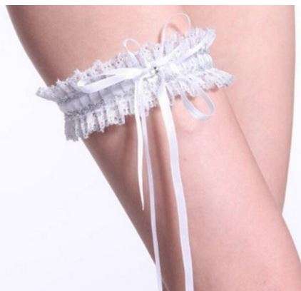 BRIDAL SALE!!   WHITE WEDDING BRIDE'S LACE GARTER - ALSO AVAILABLE IN BLUE