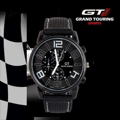 MEN'S GT SERIES QUARTZ STAINLESS STEEL ANALOG SPORTS WRISTWATCH BLACK FACE WHITE NUMERALS