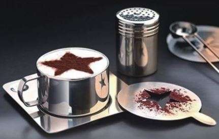 BRAND NEW DESIGNS INCLUDED!  - 16 PCS COFFEE STENCILS DUSTING SET - TREAT YR CUSTOMERS/LOVED ONE