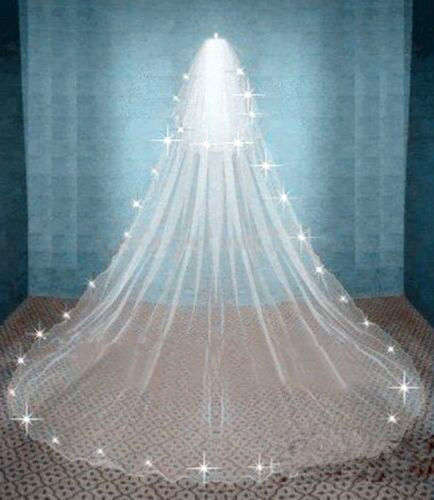 LUXURIOUS AND BEAUTIFULLY CRAFTED2 TIER -  3M CATHEDRAL VEIL WITH SWAROVSKI CRYSTAL ELEMENTS - WHITE