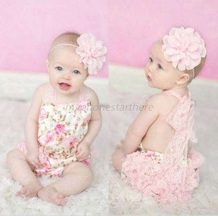 "CUTE AS A BUTTON"  PRETTY PEACHY PINK LACE HEADBAND WITH FLOWER - BEAUTIFUL ACCESSORY