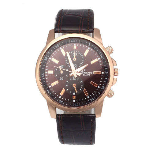 GENEVA VERY DARK CHOCOLATE BROWN FACE AND STRAP WITH GOLD MARKINGS