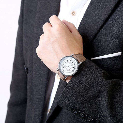 MILITARY SPORTS QUARTZ MEN'S WRIST WATCH  WITH SOFT FAUX SUEDE STRAP