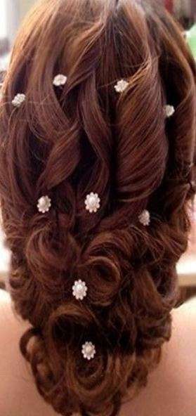 SET OF 2 WEDDING BRIDAL HAIR PINS FAUX PASTEL PINK PEARLS AND CRYSTAL - TO ADORN HAIR OR ATTACH VEIL