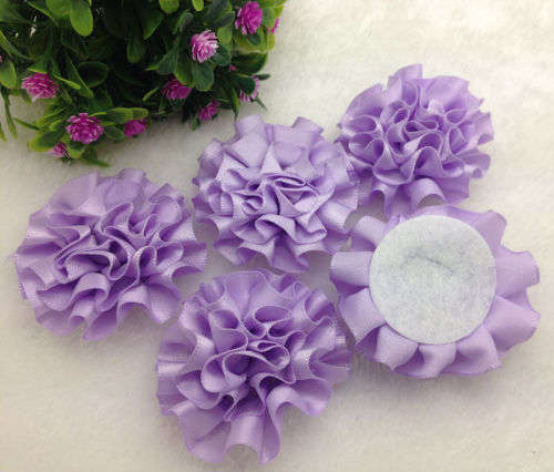 5pcs HANDCRAFTED SATIN RIBBON FLOWERS FOR CRAFTING - MEASURING +_ 5cm x 5cm  - LILAC