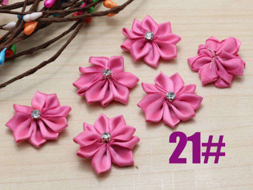 5pcs HANDCRAFTED SATIN RIBBON FLOWERS FOR CRAFTING - MEASURING +_2.5cm x 2.8cm  - DEEP PINK