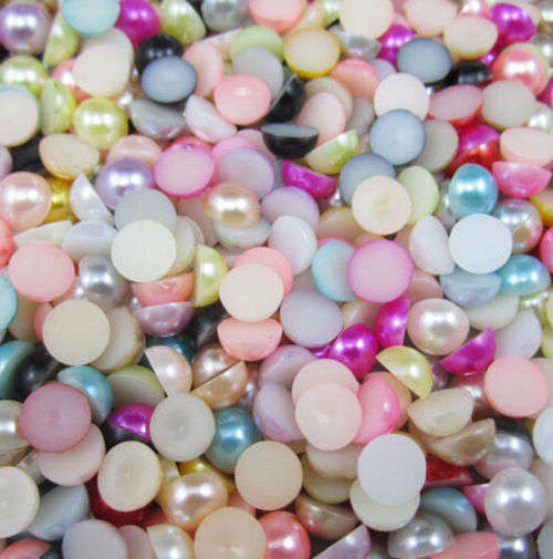MULTI-COLOUR FAUX PEARL FLATBACKS - IN ORGANIZER CASE - FOR NAIL ART OR CRAFTING