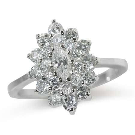 ENGAGEMENT RING  23 WHITE CZ'S CRAFTED IN GENUINE SOLID 925 STERLING SILVER (RE-SIZEABLE)   #7.5 / P