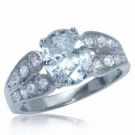 ENGAGEMENT RING - WHITE CZ'S CRAFTED IN GENUINE SOLID 925 STERLING SILVER(RE-SIZEABLE)   # 8/ Q
