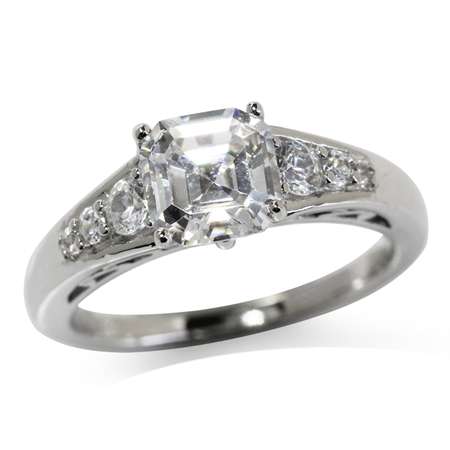 ENGAGEMENT RING - WHITE CZ'S CRAFTED IN GENUINE SOLID 925 STERLING SILVER(RE-SIZEABLE)   # 8/ Q
