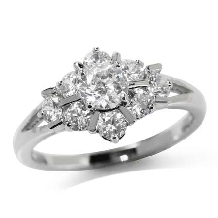 ENGAGEMENT RING - WHITE CZ'S CRAFTED IN GENUINE SOLID 925 STERLING SILVER(RE-SIZEABLE)  8.5/ Q 3/4