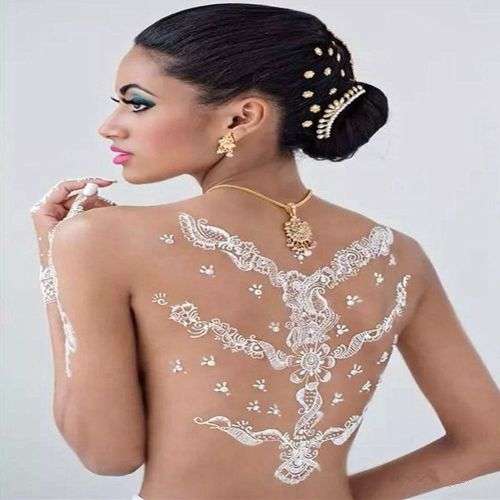 SET OF EXQUISITE  INDIAN TRADITIONAL BRIDE'S  WHITE HENNA TEMPORARY TATTOO - ALSO LATEST FASHION