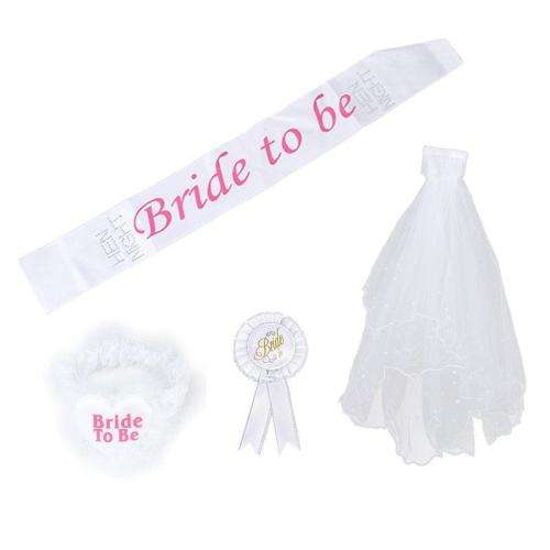 BEAUTIFUL 4 PCS SET FOR BRIDAL SHOWER / HEN PARTY / BACHLORETTES - BRIDE-TO-BE ACCESSORIES