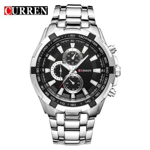GENUINE CURREN MEN'S LUXURY BRAND SPORTS QUARTZ FULL STEEL WRISTWATCH PRESENTED IN A GIFT BOX