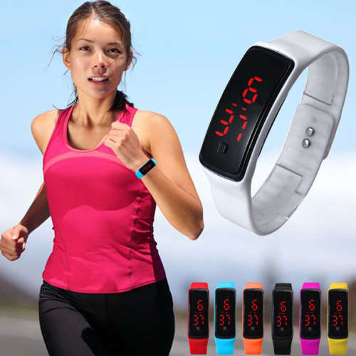 ULTRA THIN   LED SPORTS WATCH  - UNISEX -  SILICONE STRAP - BLUE