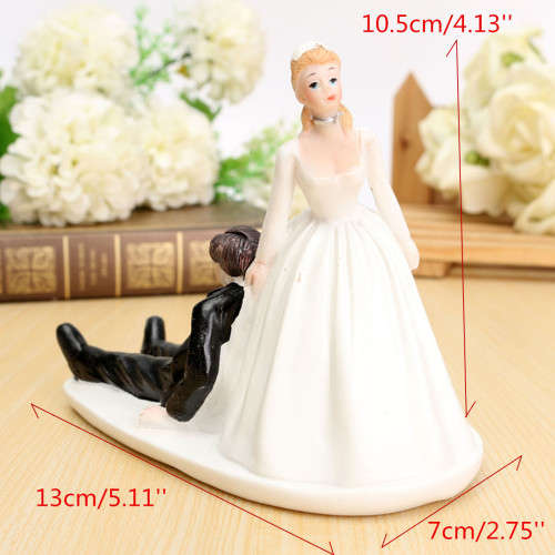 AMUSING RESIN WEDDING CAKE TOPPER - BRIDE AND GROOM - "I GOT YOU"
