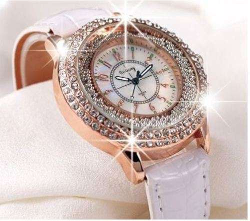 GO-GOEY WHITE 2 ROW CRYSTAL WOMAN'S WATCH - OPTIONAL GIFT WRAPPING FREE OF CHARGE!!