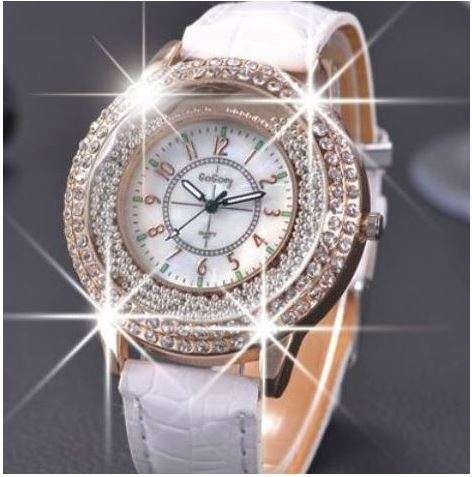 GO-GOEY WHITE 2 ROW CRYSTAL WOMAN'S WATCH - OPTIONAL GIFT WRAPPING FREE OF CHARGE!!