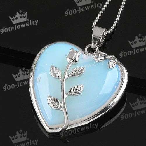 PERFECT GIFT  FOR YOUR LOVED ONE - GENUINE OPALITE HEART PENDANT NO CHAIN