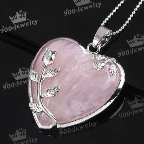 PERFECT GIFT  FOR YOUR LOVED ONE - GENUINE ROSE QUARTZ HEART PENDANT NO CHAIN