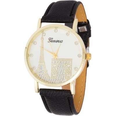 GENEVA DIAL DEPICTING EIFFEL TOWER IN GOLD & SILVER QUARTZ ANALOG LADIES STUNNING WATCH