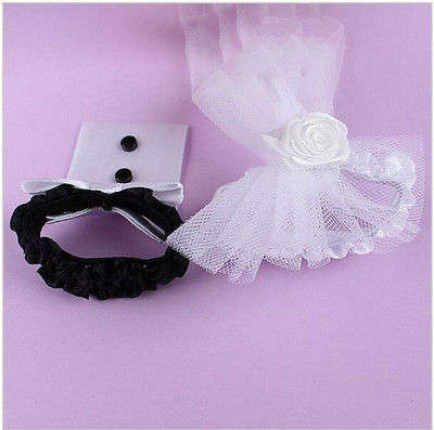 BRIDE & GROOM WEDDING GLASS TOPPER  DECOR- SOLD AS A SET - (1 groom,1 bride)