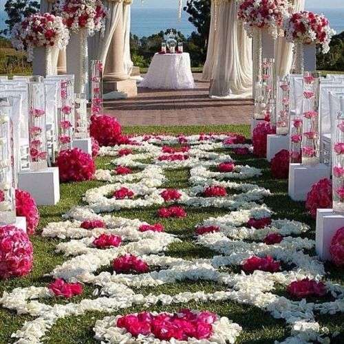 300  CERISE PINK  FADING TO WHITE SILK  ROSE PETALS - USE FOR CONFETTI /TABLE DECOR/ROMANTIC SETTING