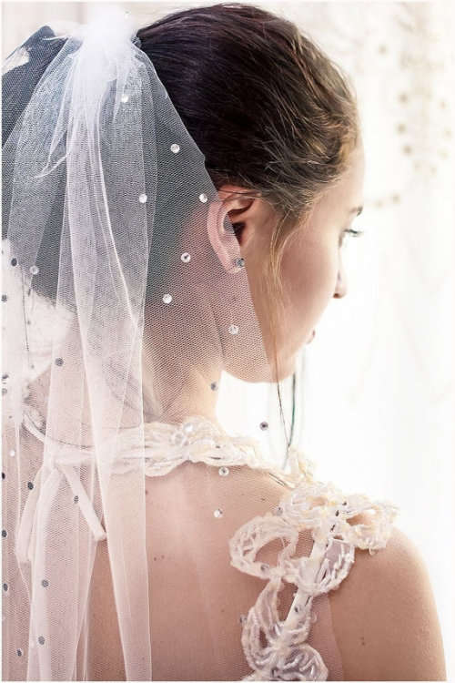 LUXURIOUSLY BEAUTIFULLY CRAFTED 2 TIER VEIL WITH BLUSHER-  3M IVORY  WITH CRYSTAL ELEMENTS