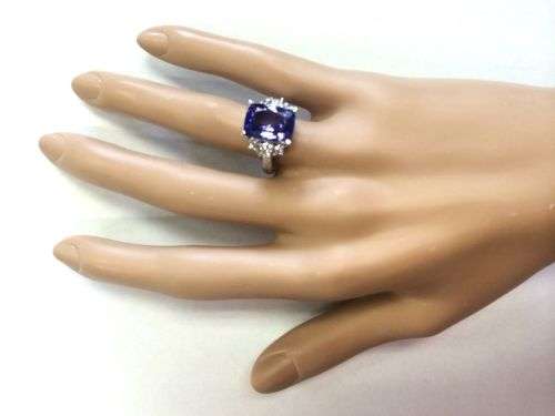 AWESOME BLUE AND WHITE SAPPHIRE CZ RING HALLMARKED 925 SILVER PLATED  RING SIZE 7 (0)