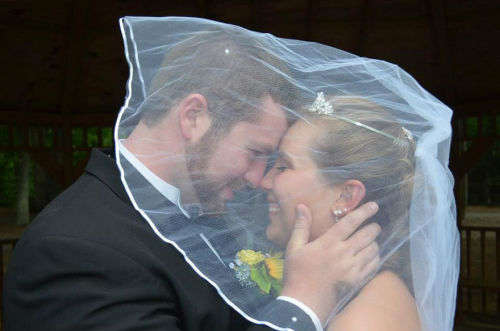 BRIDE ON A BUDGET SALE!!! 2 TIER (BLUSHER INCLUDED) WHITE BRIDAL VEIL WITH COMB & SATIN RIBBON EDGE