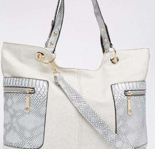 DESIGNER HANDBAG - MODA SCAPA - DOVE GREY - LARGE FULLY LINED SHOULDER BAG