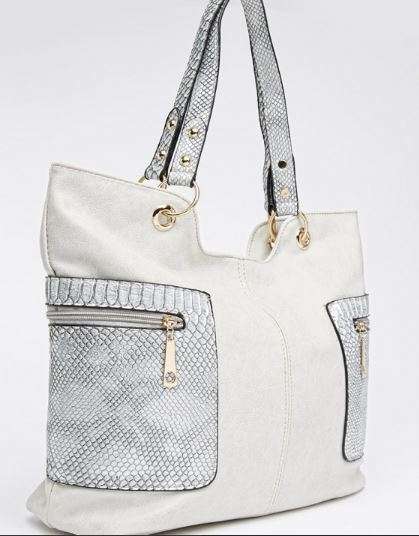 DESIGNER HANDBAG - MODA SCAPA - DOVE GREY - LARGE FULLY LINED SHOULDER BAG