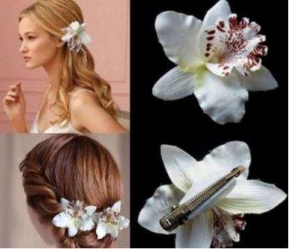 WHITE ORCHID BRIDAL HAIR CLIP - PERFECT FOR BEACH WEDDING - LOVELY FOR BRIDE OR BRIDESMAID HAIRDO