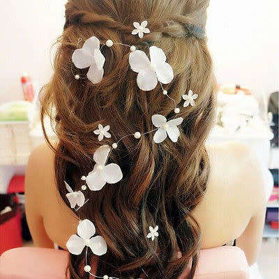 BRIDAL HAIR JEWELLERY WITH PEARLS AND FLOWERS  - HAIR ACCESSORY