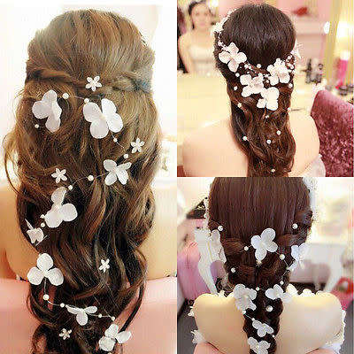 BRIDAL HAIR JEWELLERY WITH PEARLS AND FLOWERS  - HAIR ACCESSORY