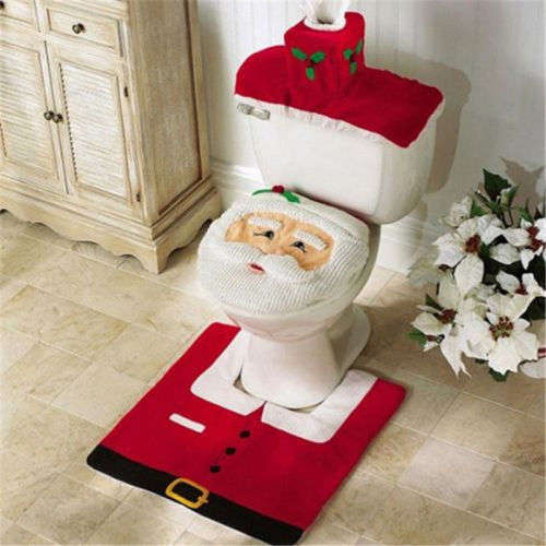SMILING ELF XMAS CHRISTMAS BATHROOM SET XMAS DECOR - ALSO AVAILABLE IN SANTA DESIGN