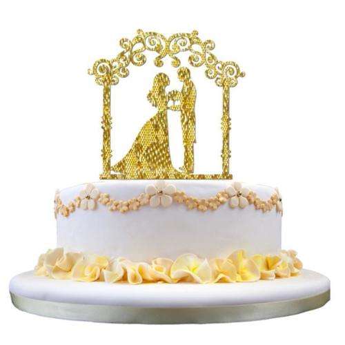 GOLD WEDDING CAKE TOPPER GROOM-AND-BRIDE ACRYLIC CAKE DECORATION - SEE OUR LOVELY RANGE