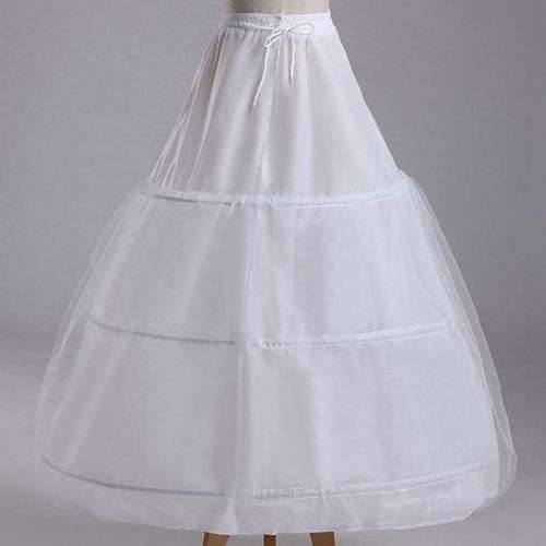 SUPER-FULL TWO LAYER WHITE WEDDING BRIDE'S BRIDAL PETTICOAT - 3 HOOPS - A-LINE - CRINOLINE